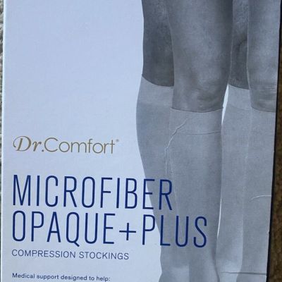 Dr Comfort Unisex Microfiber Opaque Plus Below Knee Closed Toe 20-30mmHg Beige L